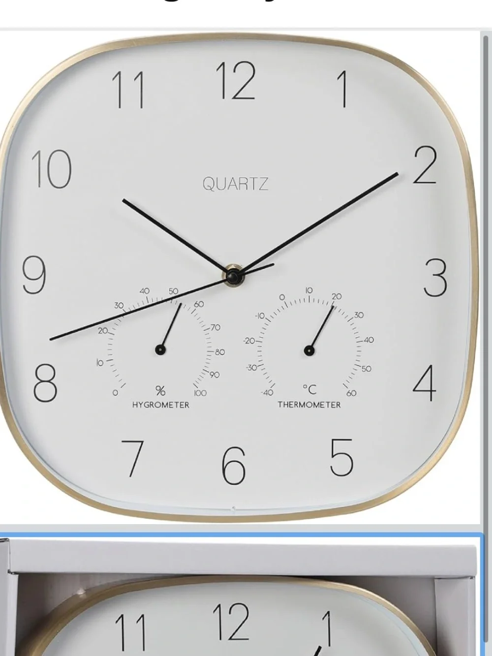 Modern Square Wall Clock in White and copper